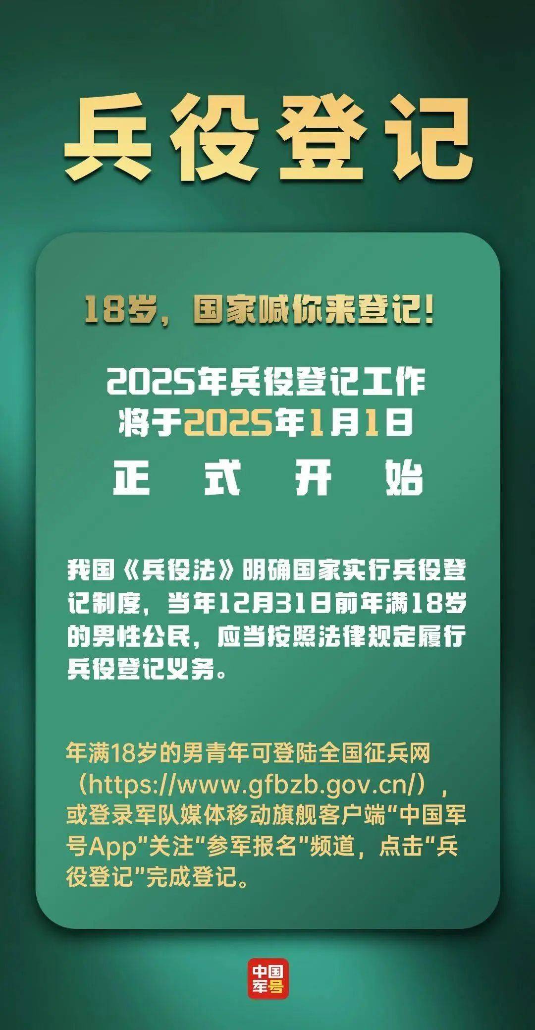关注 | 天津拟发新规！年满18岁男子都要登记！